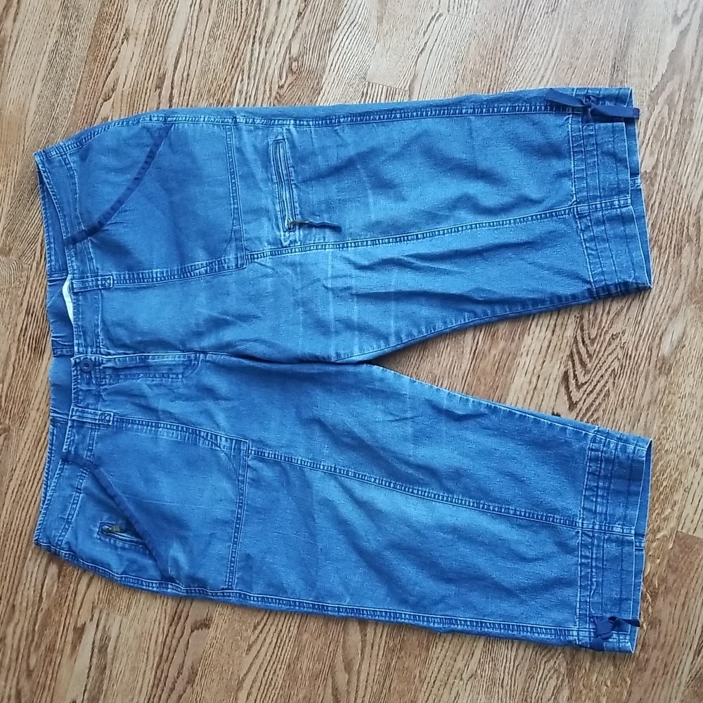 (22) ALIA Cotton Blend Denim Look Women's Capri Casual Summer Vacation
